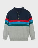 Image 4 of 5: Andy & Evan Boy's Colorblocked Sweater, Shirt & Joggers Set, Size 2T-8