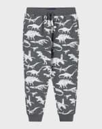 Image 3 of 5: Andy & Evan Boy's Distressed Dino-Print Crewneck Sweat Set, Size 2T-8