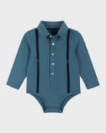 Image 4 of 5: Andy & Evan Boy's Suspenders Bodysuit & Sweatpants Set, Size Newborn-24M