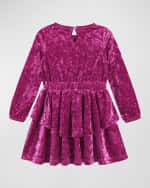 Image 2 of 2: Andy & Evan Girl's Velvet Ruffle Trim Dress, Size 2T-6X