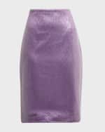 Image 2 of 6: Milly Adley Straight Sequin Midi Skirt