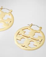 Image 3 of 3: Tory Burch Miller Logo Hoop Earrings