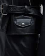 Image 5 of 5: Nili Lotan Leonie Leather Slim Midi Pencil Skirt