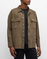 Image 1 of 6: FRAME Men's Clean Suede 2-Pocket Overshirt