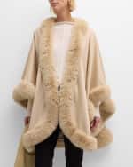Image 3 of 6: Sofia Cashmere Cashmere Cape With Faux Fur Trim