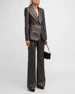 Image 5 of 6: Veronica Beard Lebone Sparkly Wide-Leg Tailored Pants