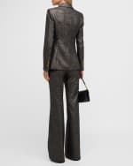 Image 3 of 6: Veronica Beard Lebone Sparkly Wide-Leg Tailored Pants