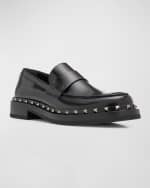 Image 5 of 6: Valentino Garavani Men's Rockstud M-Way Penny Loafers