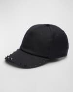 Image 1 of 2: Valentino Garavani Men's Tonal Rockstud Logo Baseball Cap