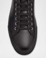 Image 4 of 6: Ferragamo Men's Clayton Mixed Leather Low-Top Sneakers