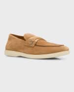 Image 4 of 5: Ferragamo Men's Drame Gancio Suede Loafers