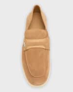 Image 5 of 5: Ferragamo Men's Drame Gancio Suede Loafers