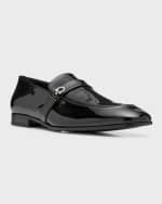 Image 4 of 5: Ferragamo Men's Deal Gancio Patent Leather Loafers
