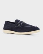 Image 5 of 6: Ferragamo Men's Drame Gancio Suede Loafers