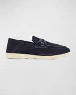 Image 1 of 6: Ferragamo Men's Drame Gancio Suede Loafers