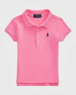 Image 4 of 5: Ralph Lauren Childrenswear Girl's Short-Sleeve Logo Embroidery Polo Shirt, Size S-XL