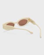 Image 2 of 5: Nanushka Azalea Ivory Acetate Cat-Eye Sunglasses