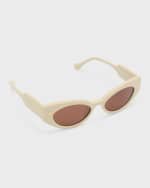 Image 1 of 5: Nanushka Azalea Ivory Acetate Cat-Eye Sunglasses