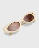 Image 5 of 5: Nanushka Azalea Ivory Acetate Cat-Eye Sunglasses