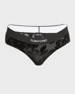 Image 1 of 6: TOM FORD Primrose Floral Devoré Logo Band Tulle Brief