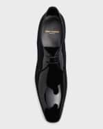 Image 5 of 5: Saint Laurent Men's Clown 45 Patent Leather Derby Shoes
