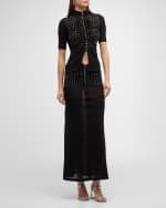 Image 5 of 7: Rabanne Haut Stud Embellished Ruched Short-Sleeve Top