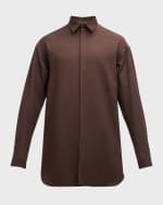 Image 2 of 6: Ferragamo Men's Solid Wool Button-Down Shirt