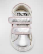 Image 5 of 5: Golden Goose Girl's June Metallic Dual-Grip Sneakers, Kids
