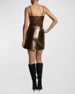 Image 3 of 4: AS by DF Elodie Upcycled Metallic Leather Mini Skirt