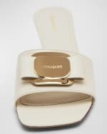 Image 3 of 5: Ferragamo Zelie Leather Bow Mule Sandals