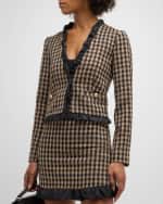 Image 1 of 7: Derek Lam 10 Crosby Betti Check Ruffle-Trim Jacket