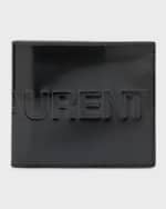 Image 1 of 4: Saint Laurent Men's Debossed Logo Leather East-West Wallet