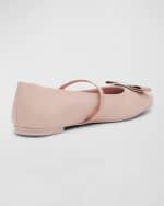 Image 2 of 5: Ferragamo Zina Leather Bow Mary Jane Ballerina Flats