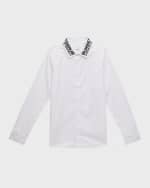 Image 1 of 3: Burberry Boy's Owen Logo-Print Button Down Shirt, Size 3-14