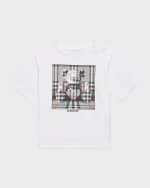 Image 1 of 3: Burberry Kid's Check Box Bear Graphic T-Shirt, Size 6M-2T