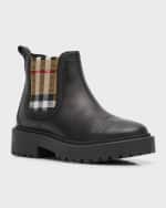 Image 4 of 5: Burberry Kid's Jayden Check-Print Chelsea Boots, Size Toddlers/Kids