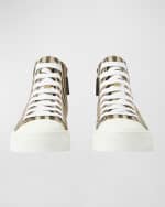 Image 2 of 8: Burberry Kid's Mini Jack Check High-Top Sneakers, Kids