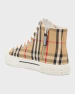 Image 3 of 8: Burberry Kid's Mini Jack Check High-Top Sneakers, Kids