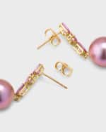 Image 3 of 5: Pearls By Shari 18k Yellow Gold Pink Sapphire and Kasumiga Pearl Earrings