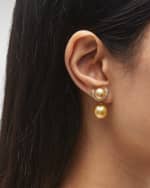 Image 2 of 5: Pearls By Shari 18k Yellow Gold South Sea Pearl and Diamond Earrings