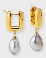 Image 1 of 5: Pearls By Shari 18k Yellow Gold Baroque Tahitian Pearl Drop Earrings