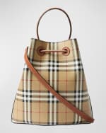Image 4 of 5: Burberry Small Check Drawstring Bucket Bag