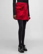 Image 2 of 5: Burberry Check Pleated Wool Mini Wrap Skirt