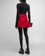 Image 3 of 5: Burberry Check Pleated Wool Mini Wrap Skirt