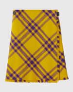 Image 1 of 2: Burberry Check Fringed-Edge Kilt Wrap Skirt