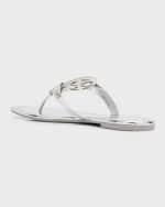 Image 3 of 6: Tory Burch Miller Metallic Logo Thong Sandals