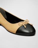 Image 2 of 4: Tory Burch Bicolor Cap-Toe Ballerina Flats