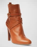 Image 3 of 4: Ralph Lauren Collection Kourtney Ankle-Buckle Stiletto Booties