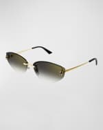 Image 3 of 3: Cartier Rimless Panther Metal Alloy Cat-Eye Sunglasses