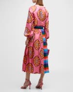 Image 3 of 6: Rianna + Nina Kipos Jara Contrast Pleated Midi Skirt